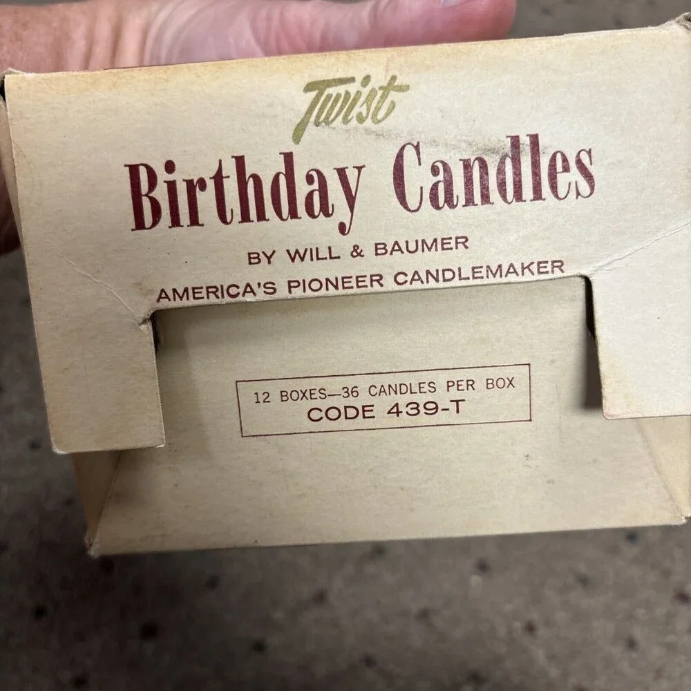 Vintage 1961 W&B Co. Twist Birthday Candles New Old Stock Case Of 12 Pks,36per
